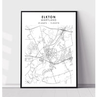 Elkton, Maryland Scandinavian Map Print 