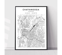 
              Chattanooga, Tennessee Scandinavian Map Print 
            