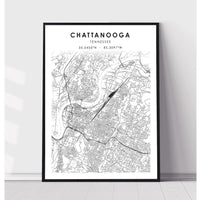 Chattanooga, Tennessee Scandinavian Map Print 