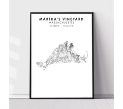Martha's Vineyard, Massachusetts Scandinavian Map Print 