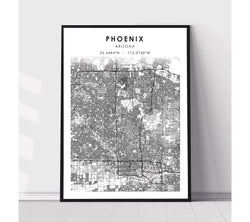 Phoenix, Arizona Scandinavian Map Print 