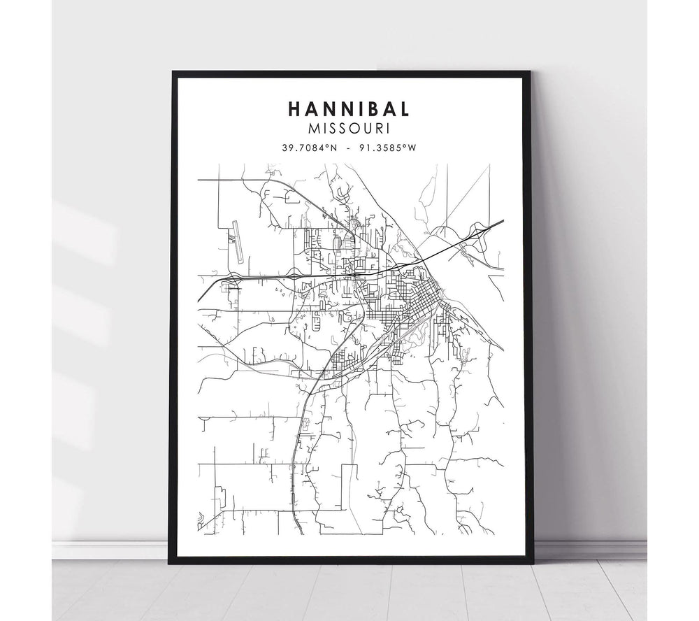 Hannibal, Missouri Scandinavian Map Print 