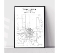 
              Charleston, Illinois Scandinavian Map Print 
            