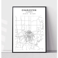 Charleston, Illinois Scandinavian Map Print 