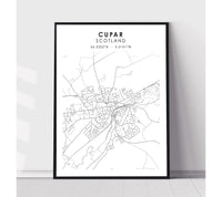 
              Cupar, Scotland Scandinavian Style Map Print 
            