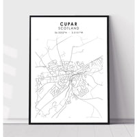 Cupar, Scotland Scandinavian Style Map Print 