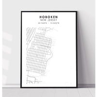 Hoboken, New Jersey Scandinavian Map Print 