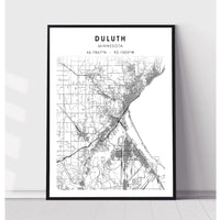 Duluth, Minnesota Scandinavian Map Print 
