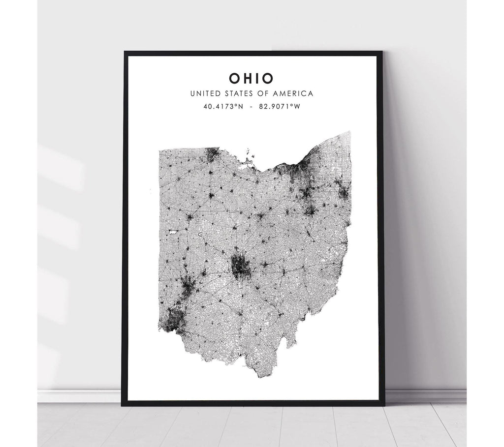 Ohio, United States Scandinavian Style Map Print 