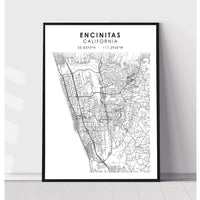 Encinitas, California Scandinavian Map Print 