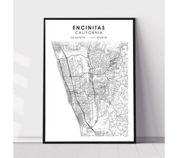 Encinitas, California Scandinavian Map Print 