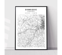 
              Dinwiddie, Virginia Scandinavian Map Print 
            