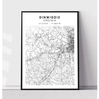 Dinwiddie, Virginia Scandinavian Map Print 