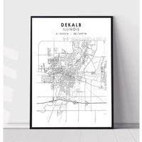 DeKalb, Illinois Scandinavian Map Print 