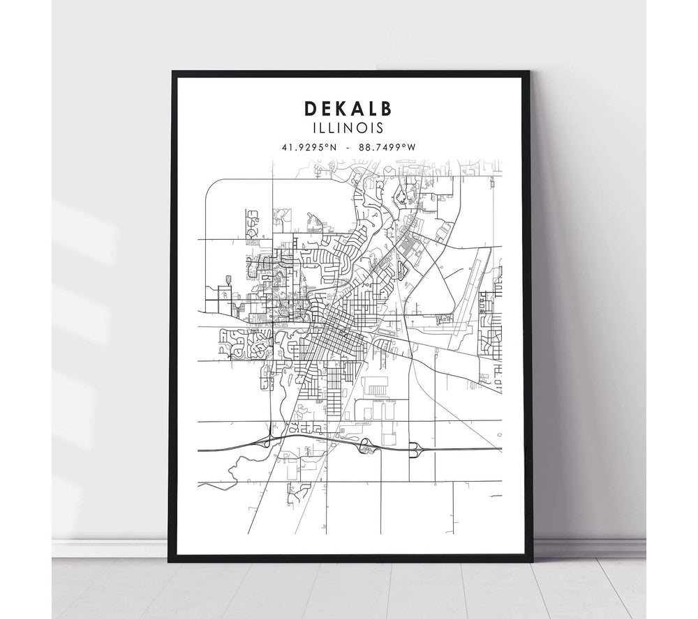 DeKalb, Illinois Scandinavian Map Print 