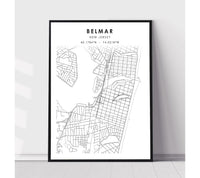 
              Belmar, New Jersey Scandinavian Map Print 
            