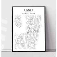 Belmar, New Jersey Scandinavian Map Print 