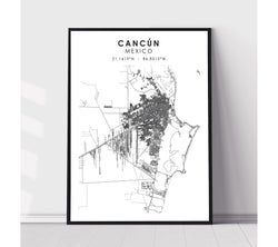 Cancún, Mexico Scandinavian Style Map Print