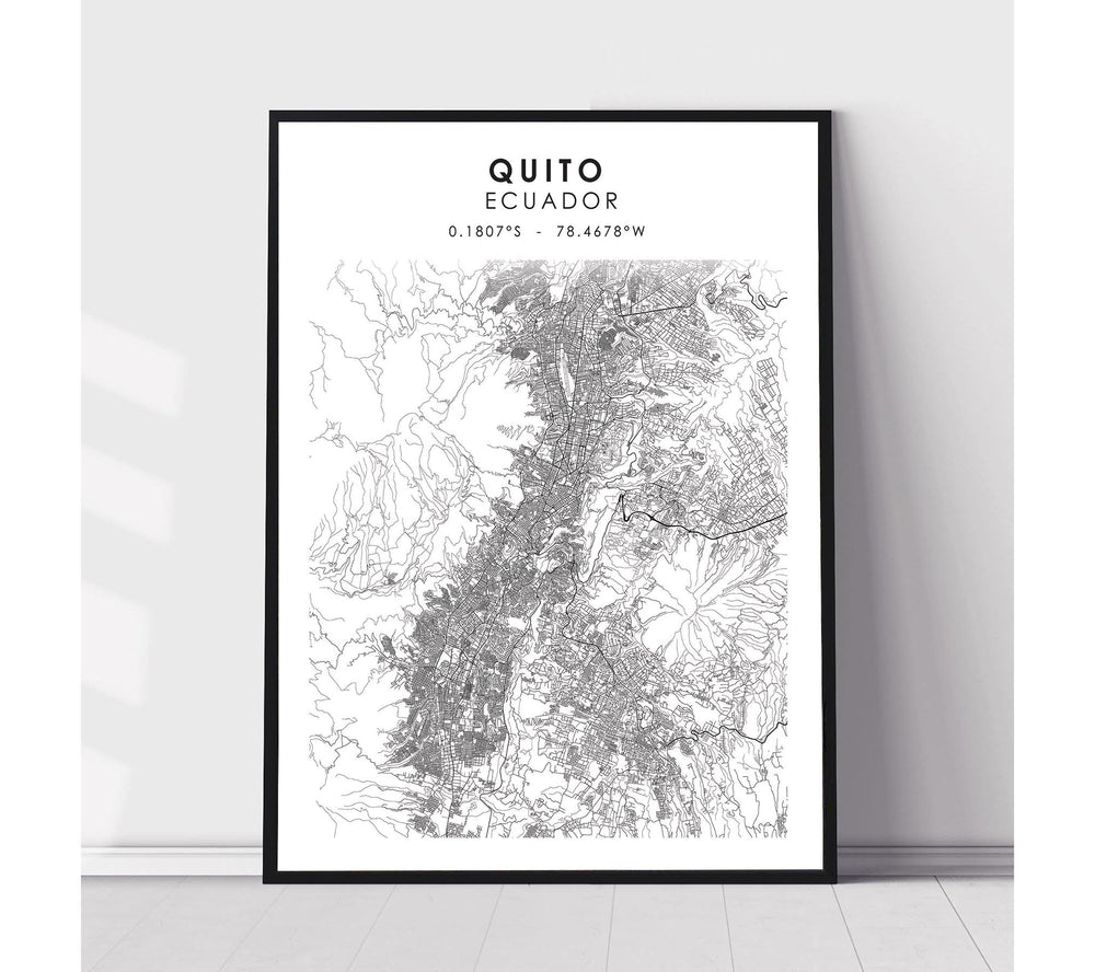 Quito, Ecuador Scandinavian Style Map Print 