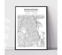 
              Dorchester, Massachusetts Scandinavian Map Print 
            