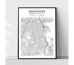 Dorchester, Massachusetts Scandinavian Map Print 