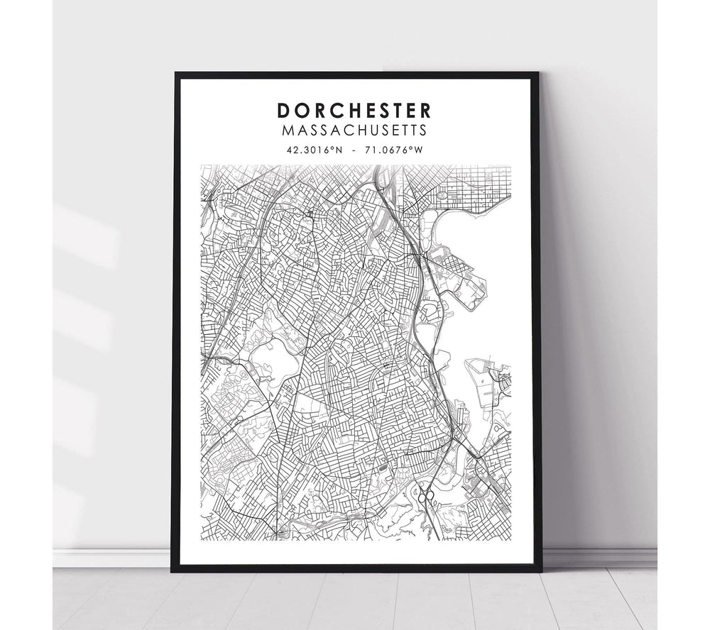 Dorchester, Massachusetts Scandinavian Map Print 
