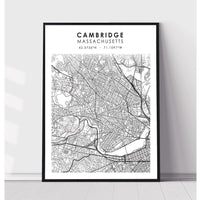 Cambridge, Massachusetts Scandinavian Map Print 
