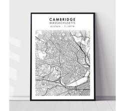 Cambridge, Massachusetts Scandinavian Map Print 