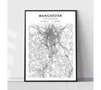 
              Manchester, New Hampshire Scandinavian Map Print 
            