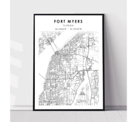 
              Fort Myers, Florida Scandinavian Map Print 
            