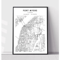 Fort Myers, Florida Scandinavian Map Print 