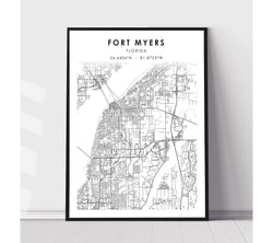 Fort Myers, Florida Scandinavian Map Print 