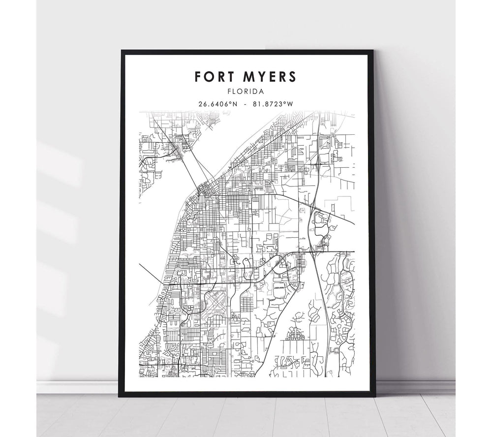 Fort Myers, Florida Scandinavian Map Print 