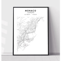 Monaco Scandinavian Style Map Print 