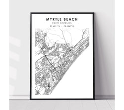 Myrtle Beach, South Carolina Scandinavian Map Print 