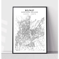 Belfast, Northern Ireland Scandinavian Style Map Print 