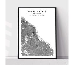 Buenos Aires, Argentina Scandinavian Style Map Print 