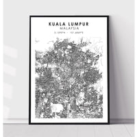 Kuala Lumpur, Malaysia Scandinavian Style Map Print 