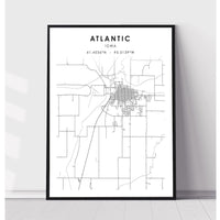 Atlantic, Iowa Scandinavian Map Print 