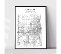 
              Kenosha, Wisconsin Scandinavian Map Print 
            