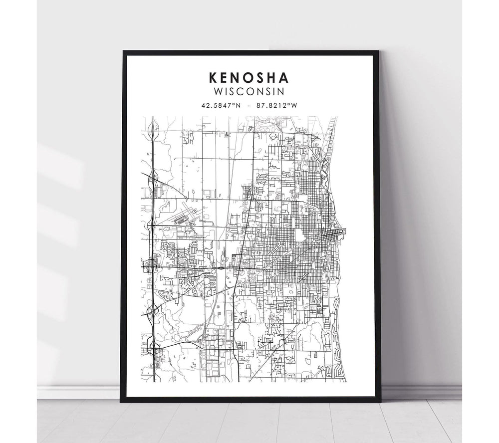 Kenosha, Wisconsin Scandinavian Map Print 