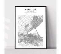 
              Hamilton, Ontario Scandinavian Style Map Print 
            