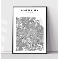 Guadalajara, Mexico Scandinavian Style Map Print 