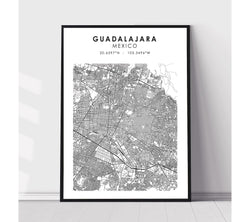 Guadalajara, Mexico Scandinavian Style Map Print 
