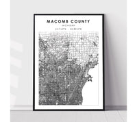 
              Macomb County, Michigan Scandinavian Map Print 
            