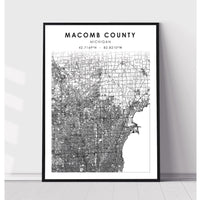 Macomb County, Michigan Scandinavian Map Print 