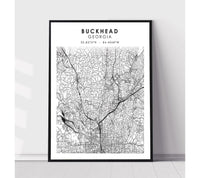 
              Buckhead, Georgia Scandinavian Map Print 
            