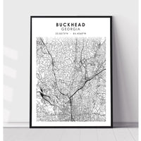 Buckhead, Georgia Scandinavian Map Print 