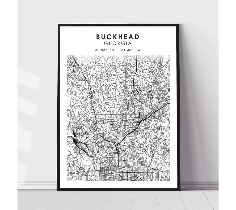 Buckhead, Georgia Scandinavian Map Print 