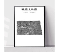 
              North Dakota, United States Scandinavian Style Map Print 
            